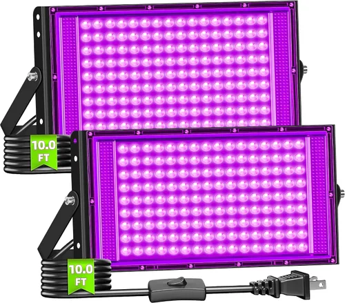Miniatura 10 de Luces negras de 50 W, IP66, impermeables, para exteriores, reflectores de luz negra con interruptor, enchufe, cable de 6 pies para fiesta brillante