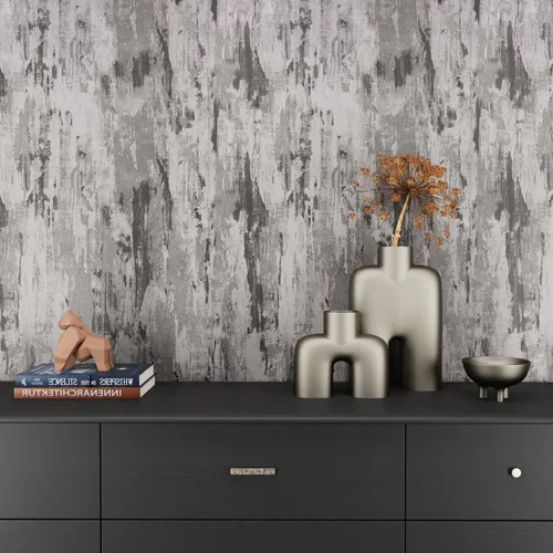 Miniatura 6 de CRE8TIVE Papel tapiz de hormigón gris manchado, papel tapiz texturizado de cemento, autoadhesivo y extraíble, extraíble, papel de contacto