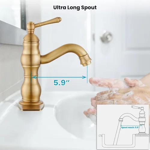 Miniatura 7 de gotonovo Grifo de lavabo de baño con 1 agujero, mango individual, grifo de tocador giratorio de 360°, grifo mezclador de lavabo a juego, desagüe