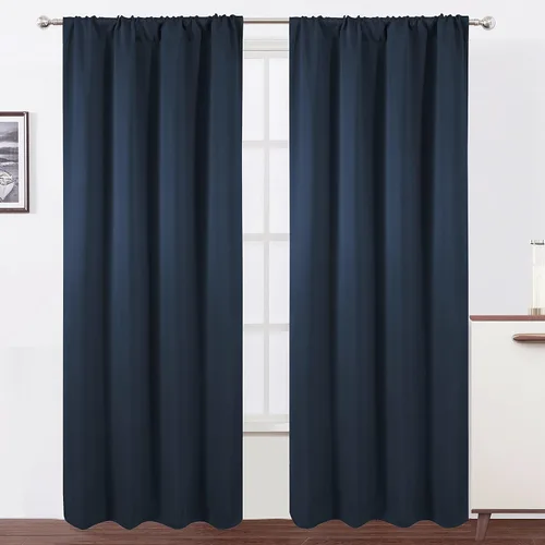 Miniatura 104 de LEMOMO Cortinas opacas negras para cocina, 42 x 45 pulgadas, juego de 2 paneles de cortinas opacas con bolsillo para cortinero para ventana pequeña