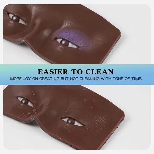 Miniatura 4 de Tabla facial de práctica de maquillaje, cara de maniquí de silicona reutilizable 3D con 5 brochas de maquillaje, cara de práctica de maquillaje