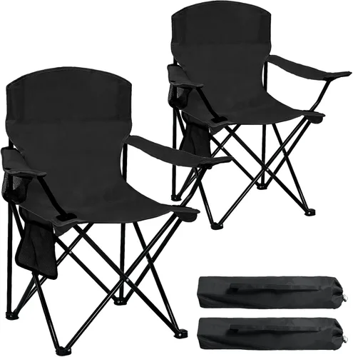 Miniatura 10 de Silla plegable para acampar con portavasos y bolsa de almacenamiento lateral, capacidad de 300 libras, ligera, respaldo alto, portátil para playa