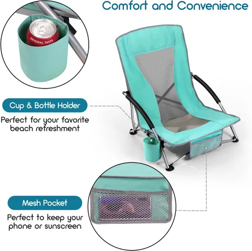 Miniatura 5 de Coastrail Outdoor Silla de playa plegable de malla ligera para acampar al aire libre, césped, bolsa de transporte incluida, soporta 250 libras