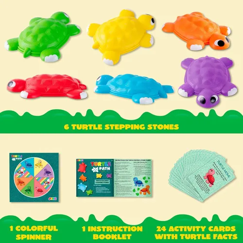 Miniatura 2 de JOYIN Escalones de equilibrio de tortuga, 6 piezas de piedras de salto de tortuga para niños de hasta 265 libras, juego de coordinación de carrera