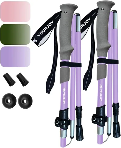 Bastones de senderismo para senderismo, colores macarrones, paquete de 2 unidades, ajustables, plegables para senderismo o caminar, palos de
