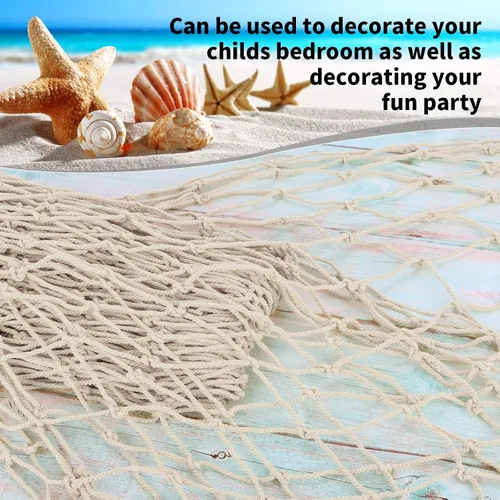 Miniatura 5 de Paquete de 2 Decoraciones de Red de Pesca para Fiesta Beige