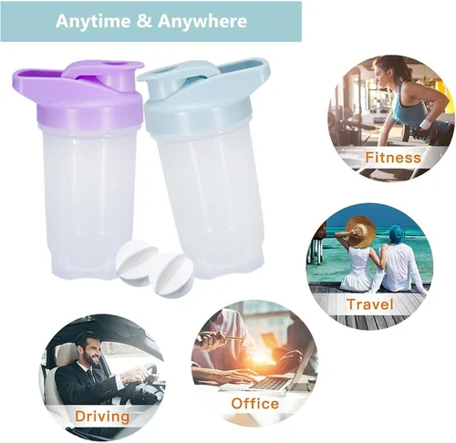 Miniatura 5 de Shaker Bottle Protein Shakes Cup y botella agitadora de 10 onzas/10.1 fl oz con bolas batidoras, juego de botellas de proteínas, plástico sin BPA