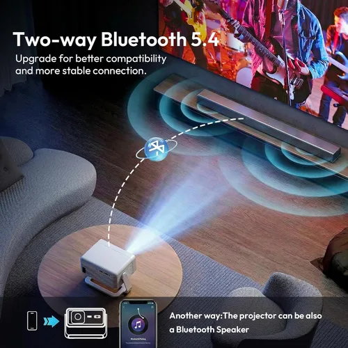 Miniatura 4 de Proyector con WiFi y Bluetooth compatible con proyector inteligente portátil 4K 1080P, XGODY Gimbal A1 enfoque automático, corrección trapezoidal