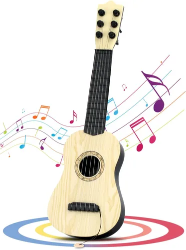 Guitarra de juguete para niños de 6 cuerdas, guitarra de 17 pulgadas para bebés, linda rima, instrumento musical educativo de desarrollo para niños