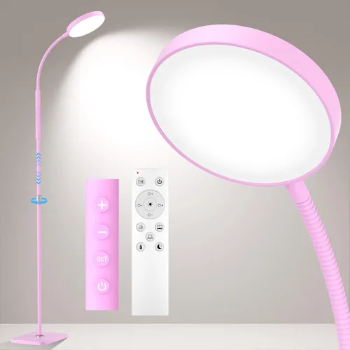 Miniatura 14 de Lámpara de pie PACOVY, lámparas de pie ajustables de altura para sala de estar dormitorio, lámpara de pie regulable de cuello de ganso súper