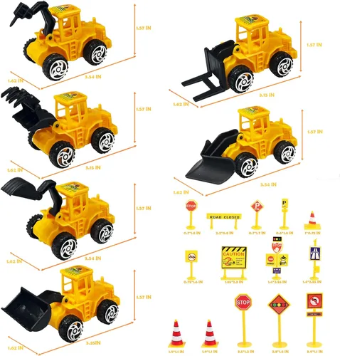 Miniatura 4 de Juego de 20 piezas de decoración de pastel de vehículos de construcción mini, decoraciones de pastel de camiones de construcción, suministros