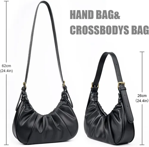 Miniatura 2 de Bolso bandolera de cuero pequeño para mujer, bolso vintage chic de nube hobo