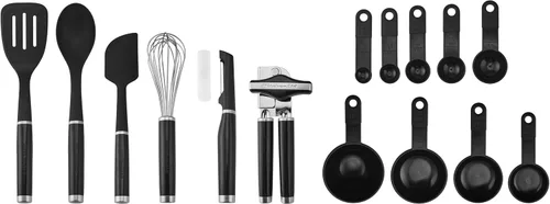 KitchenAid Juego de herramientas y artilugios clásicos, 15 piezas, negro