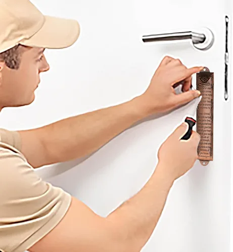 Miniatura 7 de Mezuzah - Juego de 3 mezuzá judía con bendición de casa en inglés/hebreo, cajas de metal con pergaminos no kosher, oro, plata, bronce