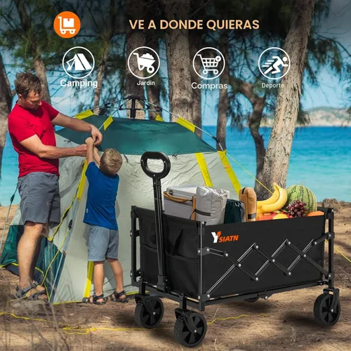 Miniatura 5 de Carrito de Vagón Plegable Desmontable con Capacidad de Peso de 350 libras, Carrito de Compras Utilitario Ligero con Ruedas, Carritos de Vagón