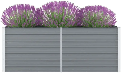 Miniatura 2 de vidaXL Cama de jardín elevada, cama de flores elevada, maceta de acero galvanizado, maceta al aire libre para patio, jardín, verduras, hierbas, gris