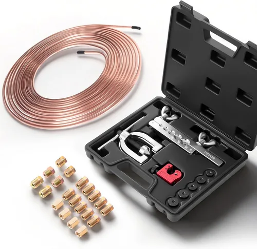 Miniatura 10 de VEVOR Kit de reparación de línea de freno de 3/16 pulgadas, kit de herramientas de engarzado de línea de freno único de 45°, línea de freno