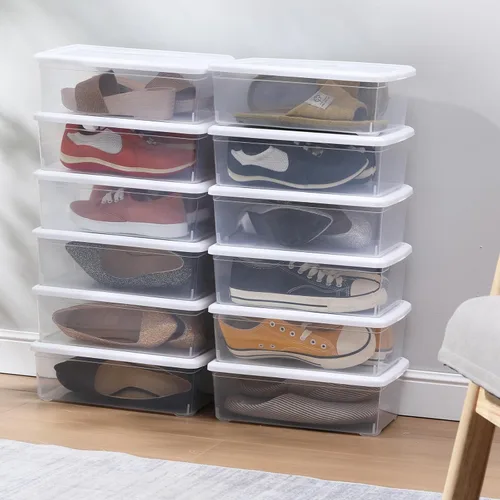 Miniatura 7 de novelinks Contenedores de almacenamiento de plástico transparente de 6 cuartos de galón con tapas blancas, caja apilable, contenedor organizador