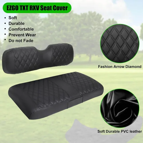 Miniatura 7 de EZGO Fundas de Asiento, Fundas de Asiento de Carrito de Golf para EZGO TXT 1994-2013 y EZGO RXV OEM Asiento Ordinario Cuero Marino Grueso Diamante