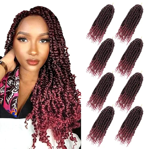 Miniatura 7 de Bileaf Cabello de Ganchillo Passion Twist Pre-retorcido de 10 Pulgadas, 8 Paquetes de Ganchillo Passion Twist, Cabello Corto Passion Twist