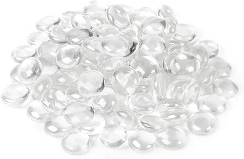 Artículos para el hogar. Canicas claras, guijarros para jarrones, 5 lb, 500-600 piedras, de fondo plano, parte superior redonda, rocas de vidrio,