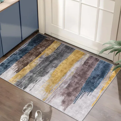 Miniatura 13 de Ciicool Alfombra de pasillo lavable de 2 x 6, alfombra moderna abstracta para pasillo, antideslizante, delgada, ligera, con estampado gris marino