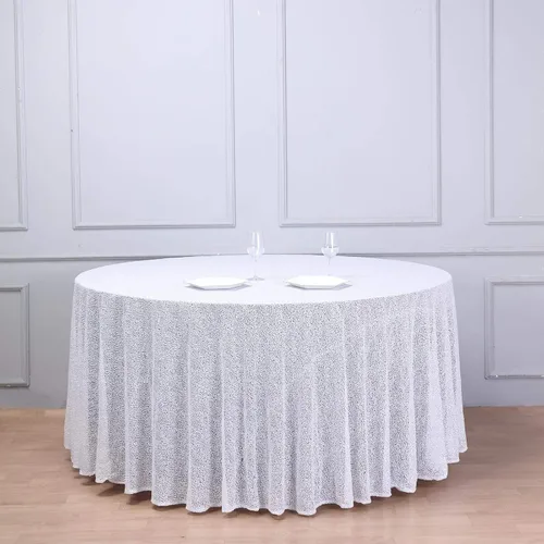 Miniatura 10 de BalsaCircle Mantel redondo de lentejuelas champán de 120 pulgadas para bodas, fiestas, pasteles, postres, eventos, mantelería