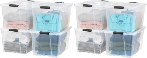 Miniatura 21 de IRIS USA - Contenedores de almacenamiento de plástico apilables de 40 cuartos de galón con tapas y hebillas de cierre, paquete de 4