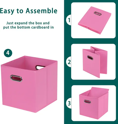 Miniatura 6 de Cubos de Almacenamiento Plegables Negros, Cajas de Almacenamiento de Tela, Organizadores de Cubos con Asas Duales para Organizador del Hogar, Juego