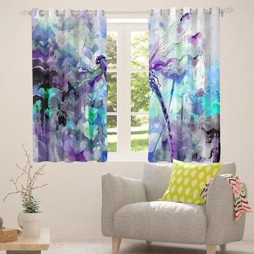 Miniatura 5 de jejeloiu Cortinas de oscurecimiento de libélula (2 paneles, 52 x 84 pulgadas), cortinas abstractas para dormitorio, sala de estar, arte moderno, 30%