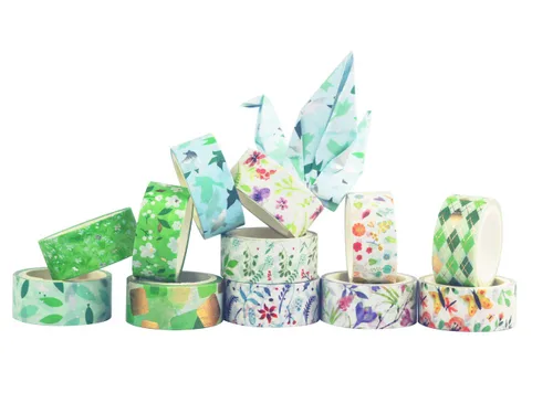 Miniatura 8 de YUBBAEX - Juego de cinta adhesiva Washi Tape dorada poética VSCO con lámina de plata floral, decorativa para arte, manualidades, bricolaje, Sauce 12