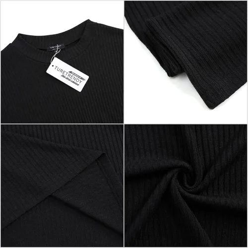 Miniatura 4 de TURETRENDY Men's Stretch Muscle T Shirts Short Sleeve Solid Color Knit Tees Casual Slim Fit Basic Shirt Tops