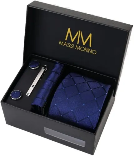 Miniatura 2 de Juego de corbatas para hombre con gemelos cuadrados de bolsillo y clip de corbata pañuelo en caja de regalo para bodas y negocios