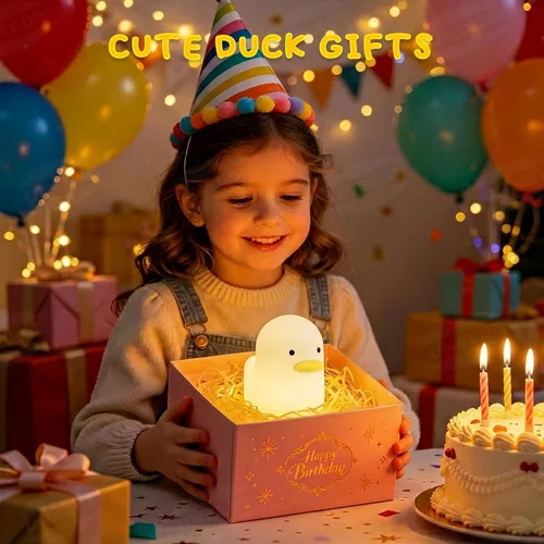 Miniatura 8 de UNEEDE Luz Nocturna LED Benson, Linda Luz Nocturna de Animal Pato de Silicona para Guardería Lámpara de Mesa Recargable Lámpara de Mesita de Noche