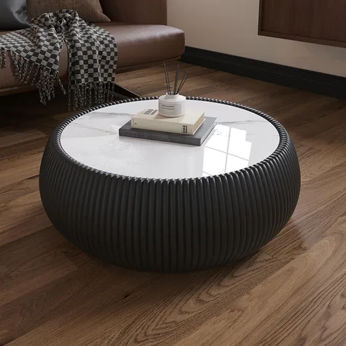 Miniatura 11 de Mesa de centro moderna, mesa de té central circular de 15.75 pulgadas, mesa de cóctel, mesas de centro redondas cilíndricas para sala de estar