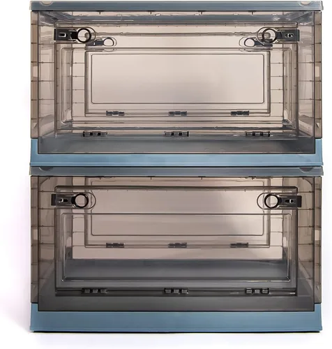 Miniatura 13 de Paquete de 3 contenedores de almacenamiento de apertura lateral, tapa apilable plegable, fácil de ordenar con caja de almacenamiento, ideal