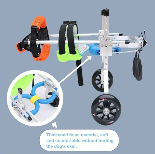 Miniatura 6 de Dog Wheelchair 2 Wheels Adjustable Doggy Walk Assistant for Back Legs, Dog Rehabilitation Cart for Hind Limb Injured，Mobility Weakness Cat/Dog Leg