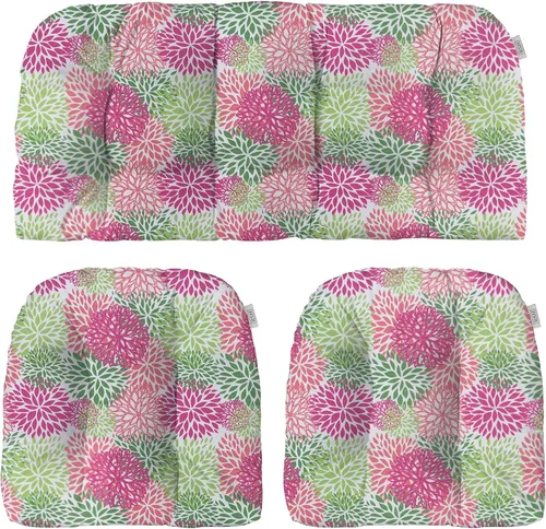 RSH DECOR: Juego de 3 cojines de mimbre copetudos | 41 x 19 pulgadas y 19 x 19 pulgadas | Tela hilada para todo tipo de clima | Resistente al agua |