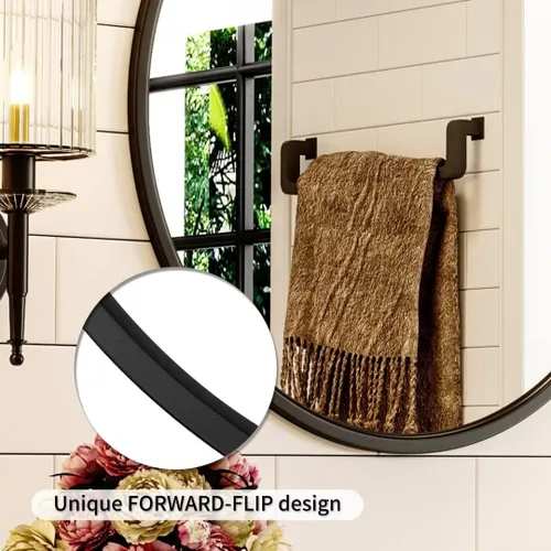 Miniatura 4 de Growsun Espejo redondo negro de 20 pulgadas, espejo de pared circular para tocador de baño, entrada, sala de estar con marco de metal