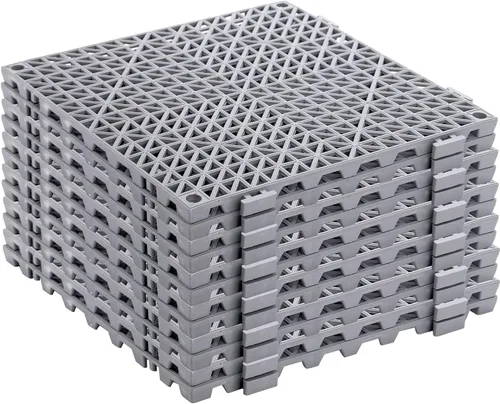 SOUJOY 12 cojines modulares entrelazados, azulejos de goma de 11.6 x 11.6 pulgadas con agujeros, tapete de drenaje antideslizante para piscina,