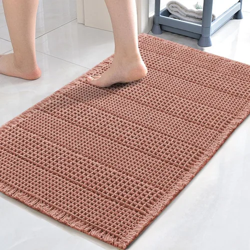 Miniatura 28 de H.VERSAILTEX Alfombra de baño de goma eva súper absorbente, alfombras de baño antideslizantes para piso de baño, alfombras de baño lavables a Crema