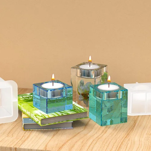 Miniatura 3 de 3 moldes de resina para velas, moldes cuadrados de silicona para portavelas para candelitas, fundición de resina epoxi, yeso de bricolaje, cemento