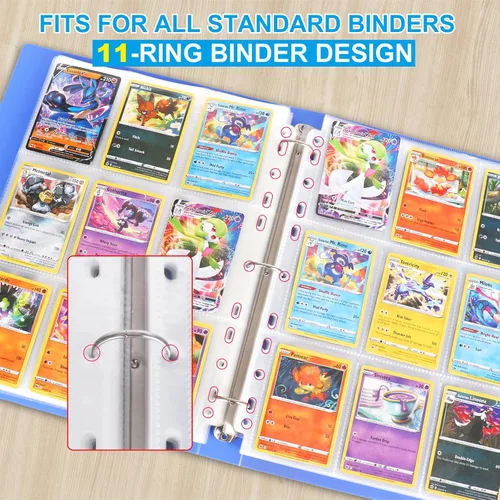 Miniatura 3 de ABLY 540 bolsillos de doble cara para tarjetas intercambiables, 9 bolsillos, protectores de tarjetas de juego de plástico transparente
