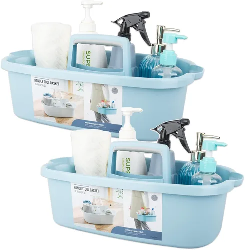 Miniatura 12 de Large Cleaning Supplies Caddy Portable Shower Basket Supply Organizer with Handle Plastic Bucket Tool Storage for Bathroom, Bedroom, Kitchen