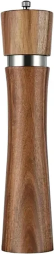 Miniatura 11 de Steel Ring Pepper Grinder,Manual Acacia Wood Mill,Multi Use Seasoning Bottle,Ceramic Core,BBQ Tool Shaker Sets (10in Set With Base)