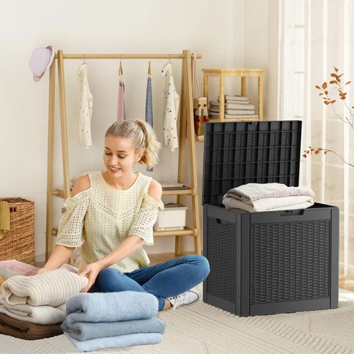 Miniatura 7 de ROJIK - Caja de almacenamiento para exteriores, impermeable, para patio y piscina, herramientas de jardín y cojines, banco con tapa con cerradura
