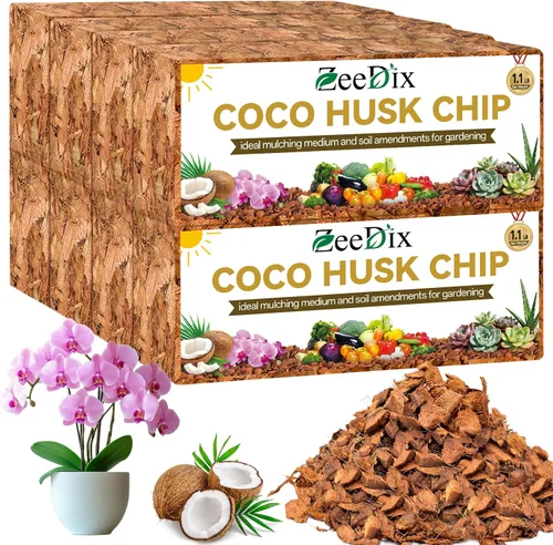 Miniatura 9 de Zeedix Paquete de 2 chips de cáscara de coco para plantas, mantillo de chips de coco 100% orgánico con bajo equilibrio de EC y PH, multiuso