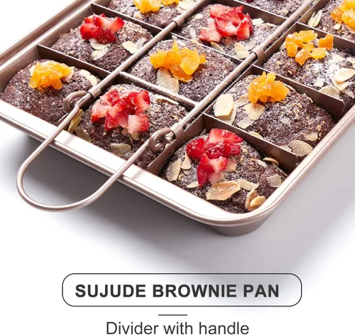 Miniatura 2 de Sartén para brownie con divisores antiadherentes para brownies, haz 18 brownies precortados a la vez, bandeja para hornear brownie individual