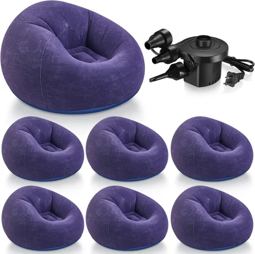Miniatura 20 de Realspring 6, 9, 12 piezas de puf inflables para adultos con bomba de aire eléctrica, sofá plegable portátil inflable para acampar nocturno de cine