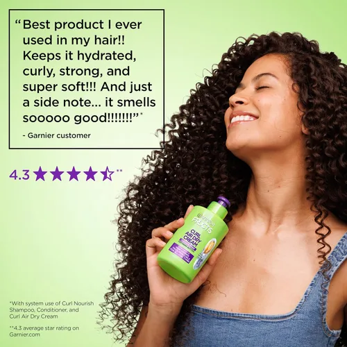 Miniatura 6 de Garnier Fructis Curl Nourish Air Dry Cream - Acondicionador sin sulfatos, crema definidora de rizos para controlar la humedad y el encrespamiento